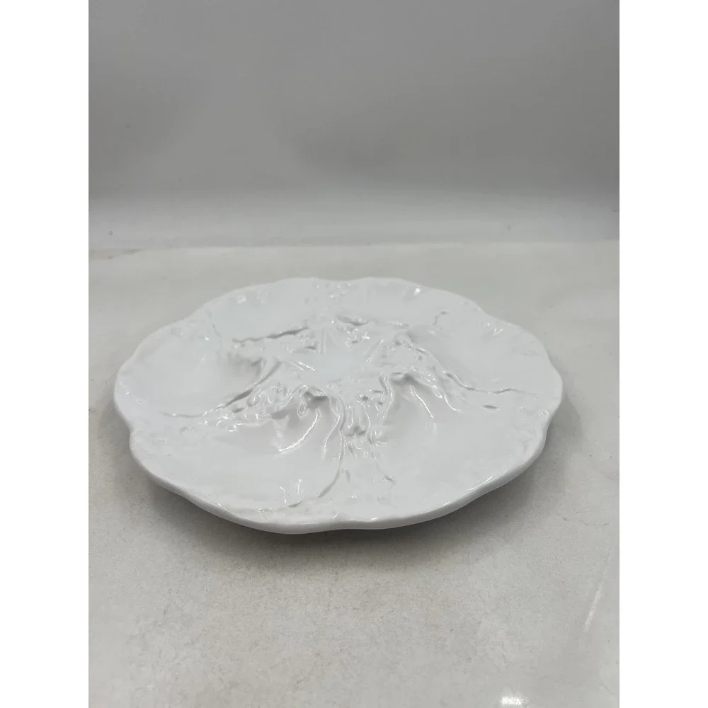 Neto & Gomes Oyster Plate White Ceramic Starfish Center 6-Well Server Portugal - Picture 5 of 11